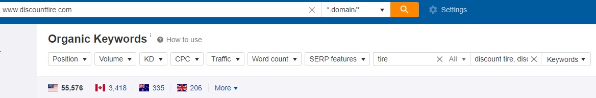 #2 – 55,576 keywords after removing the brand.